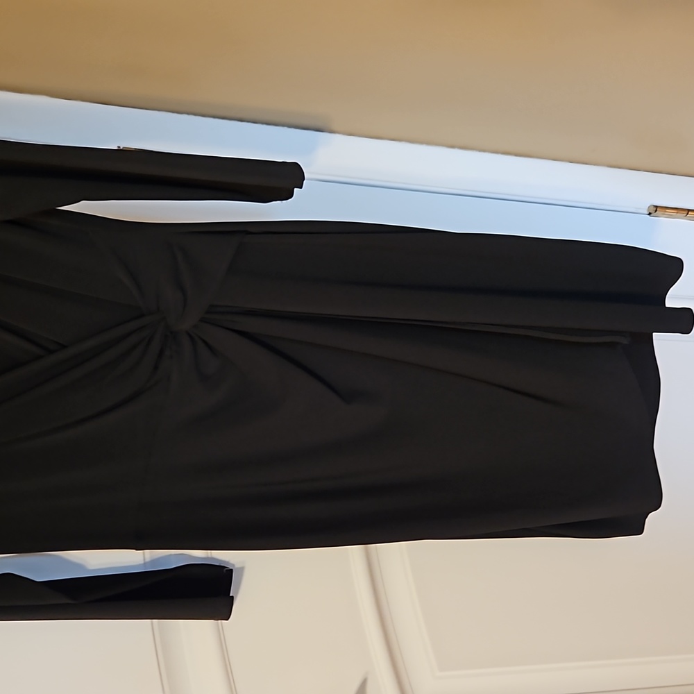Sexy Faux Wrap Black Dress - Picture 2 of 12
